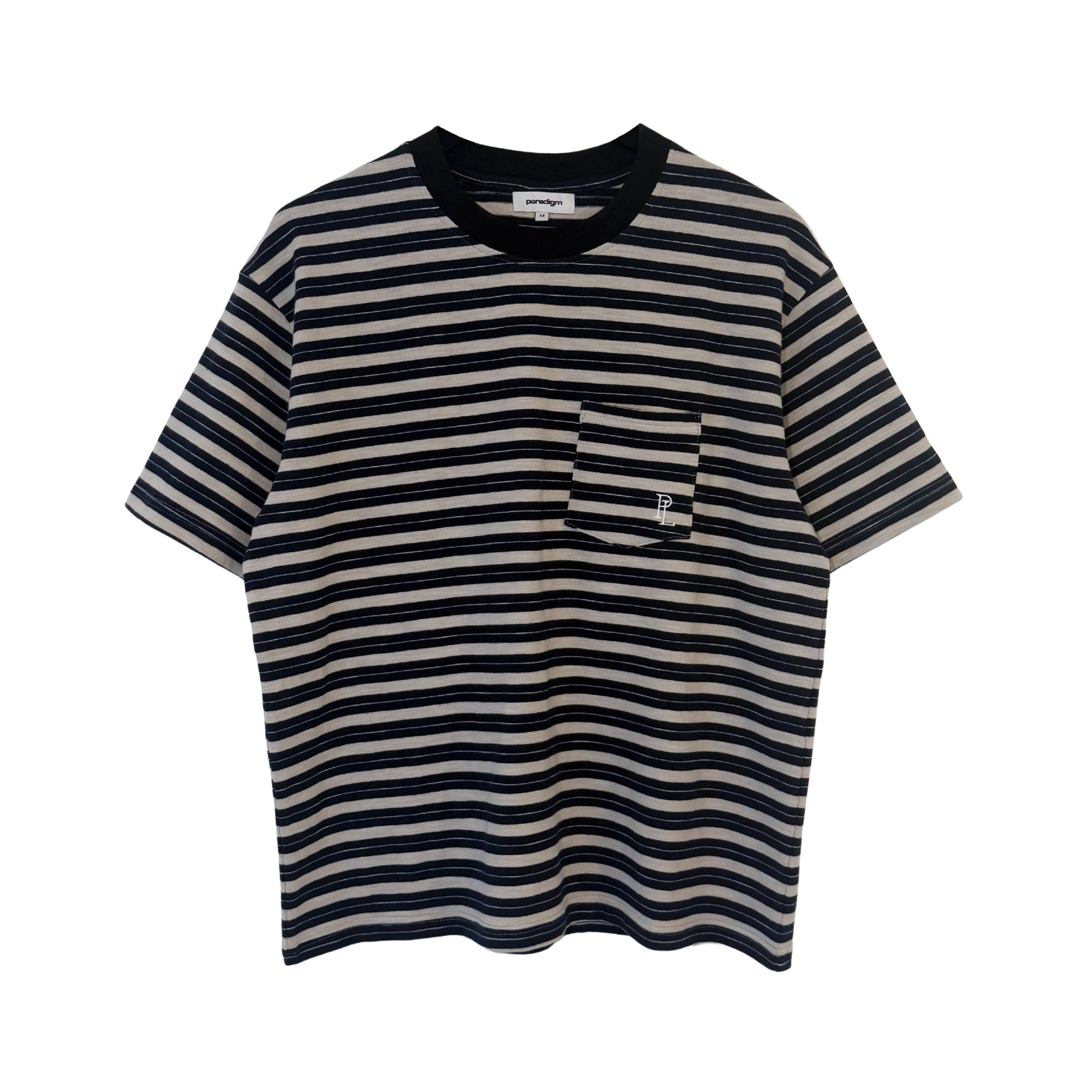 Striped Pocket Tee - Navy/Grey