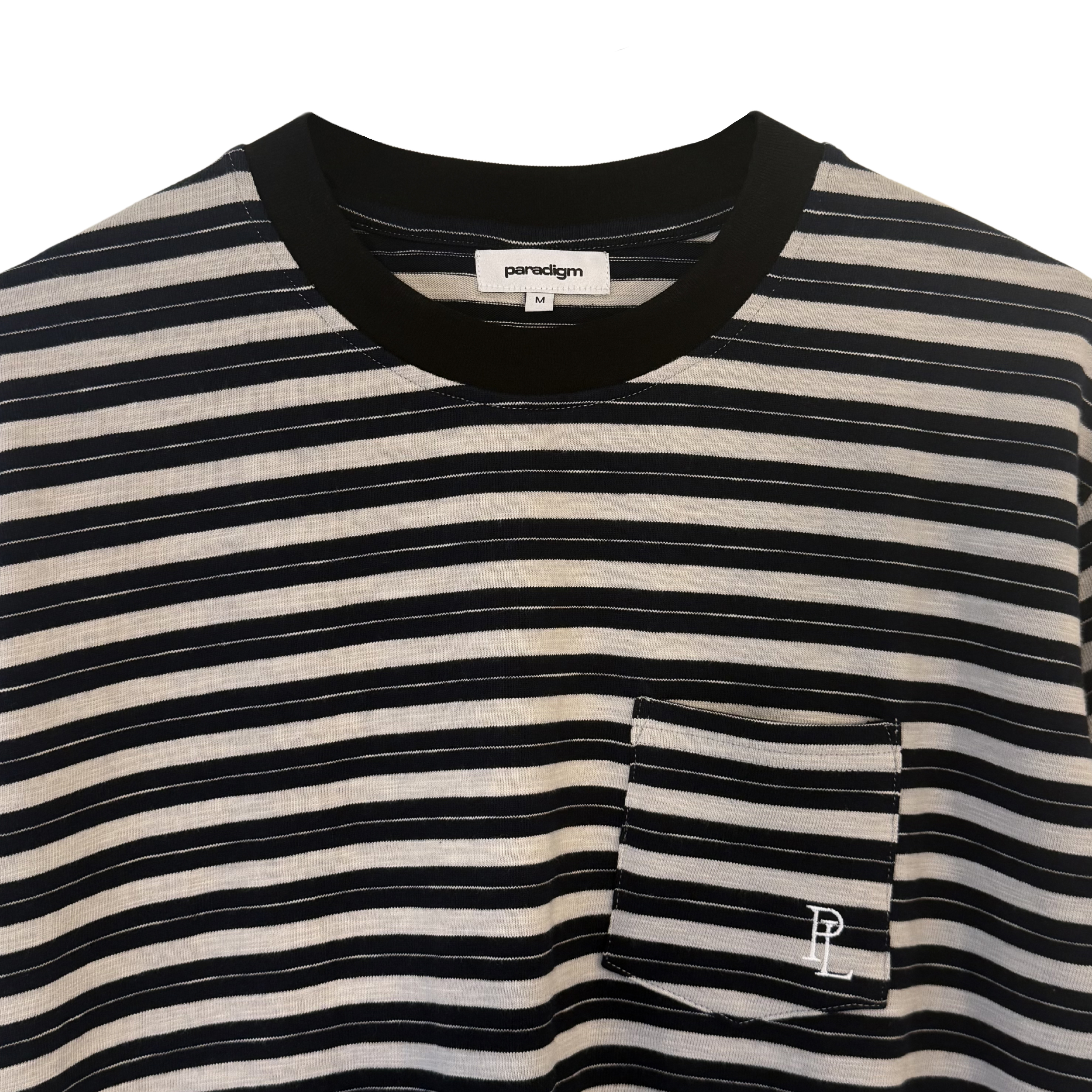 Striped Pocket Tee - Navy/Grey
