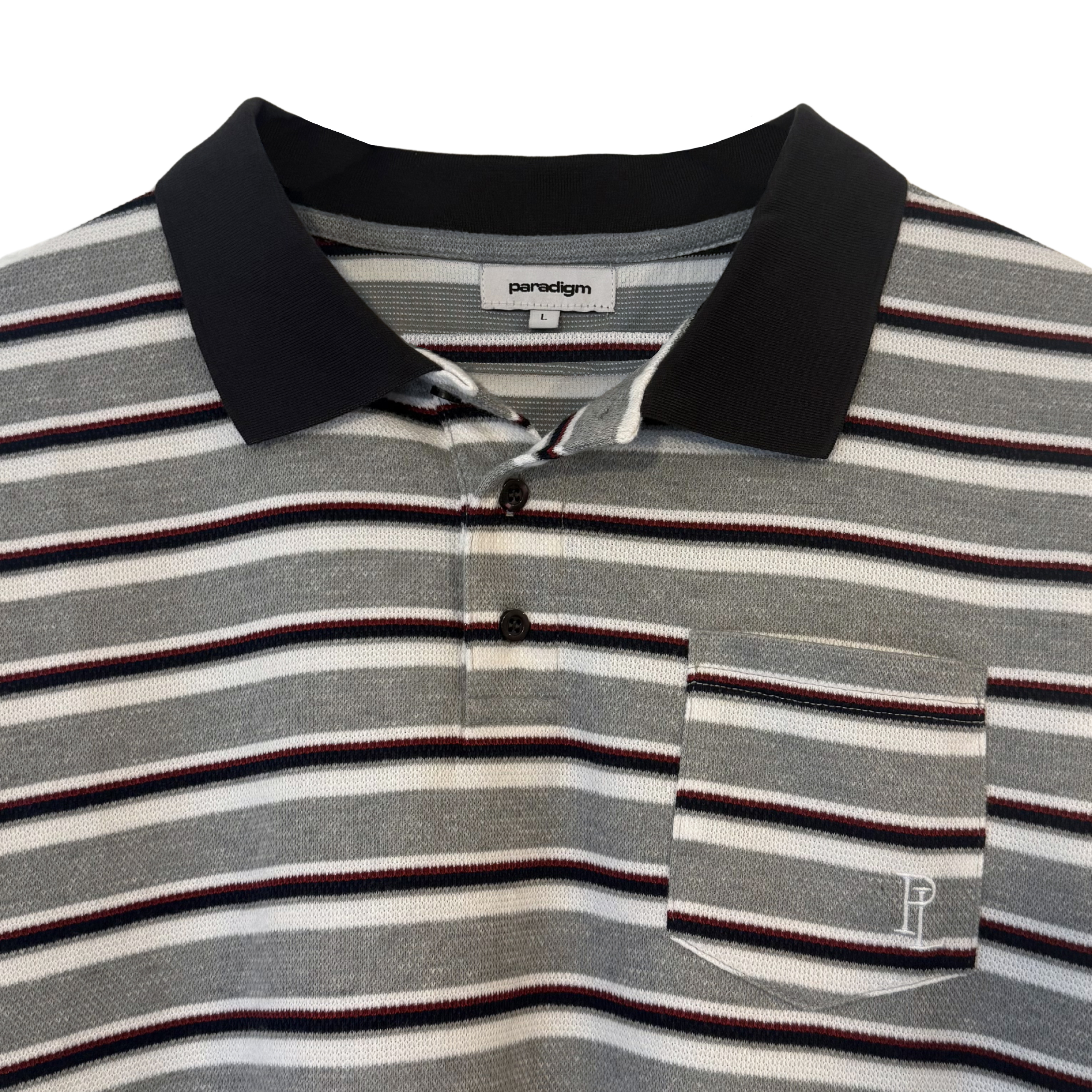 Striped Polo Shirt - Grey