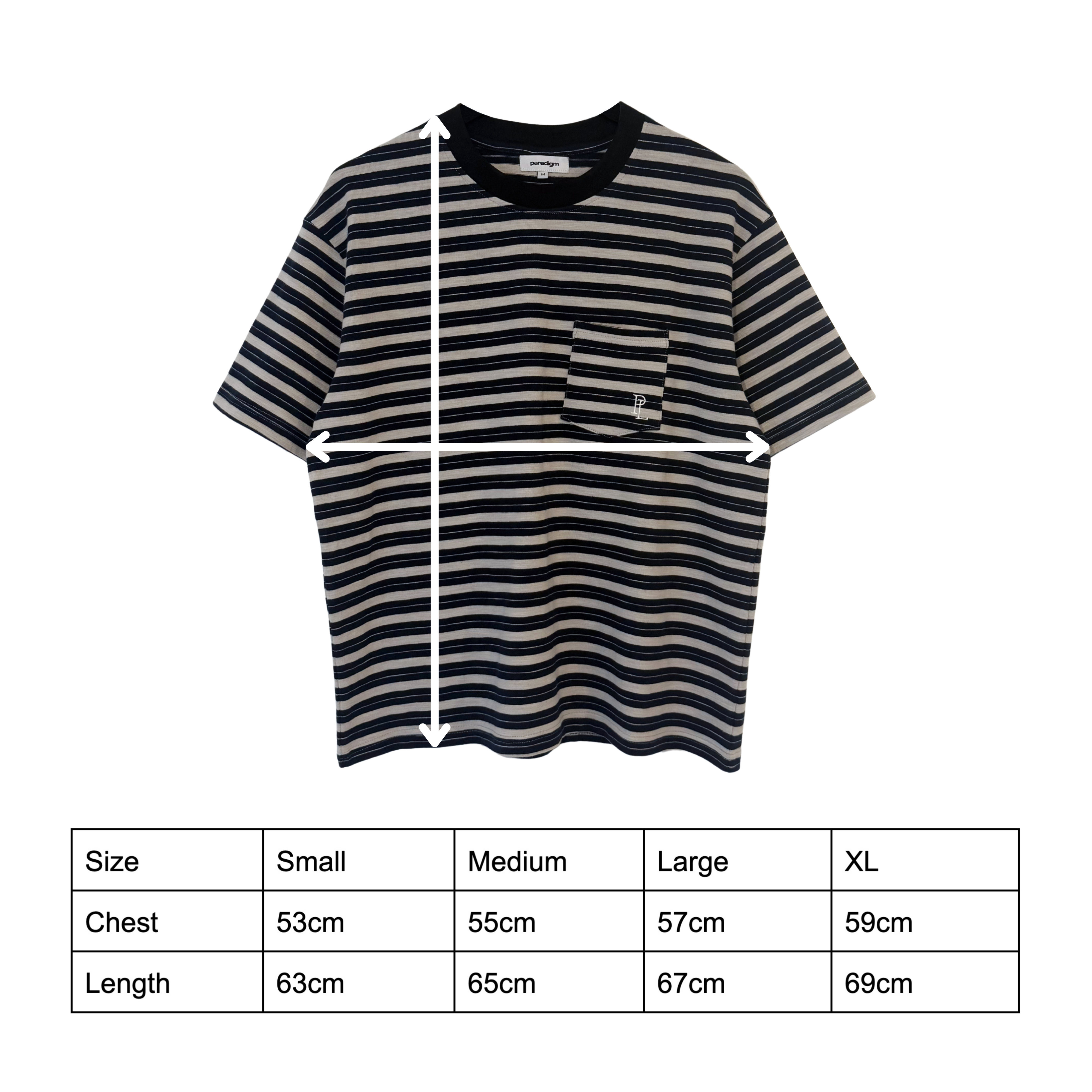 Striped Pocket Tee - Navy/Grey