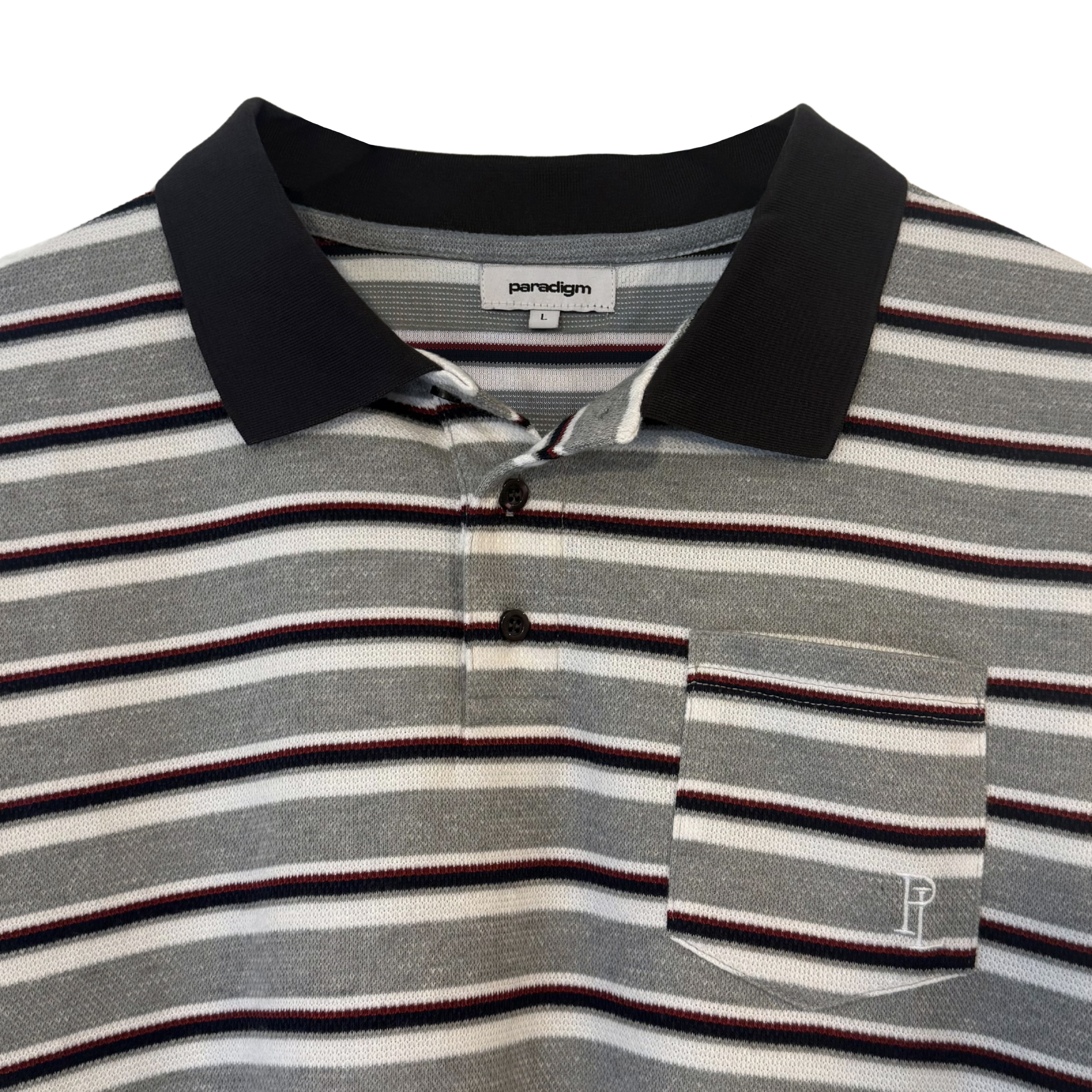 Striped Polo Shirt - Grey