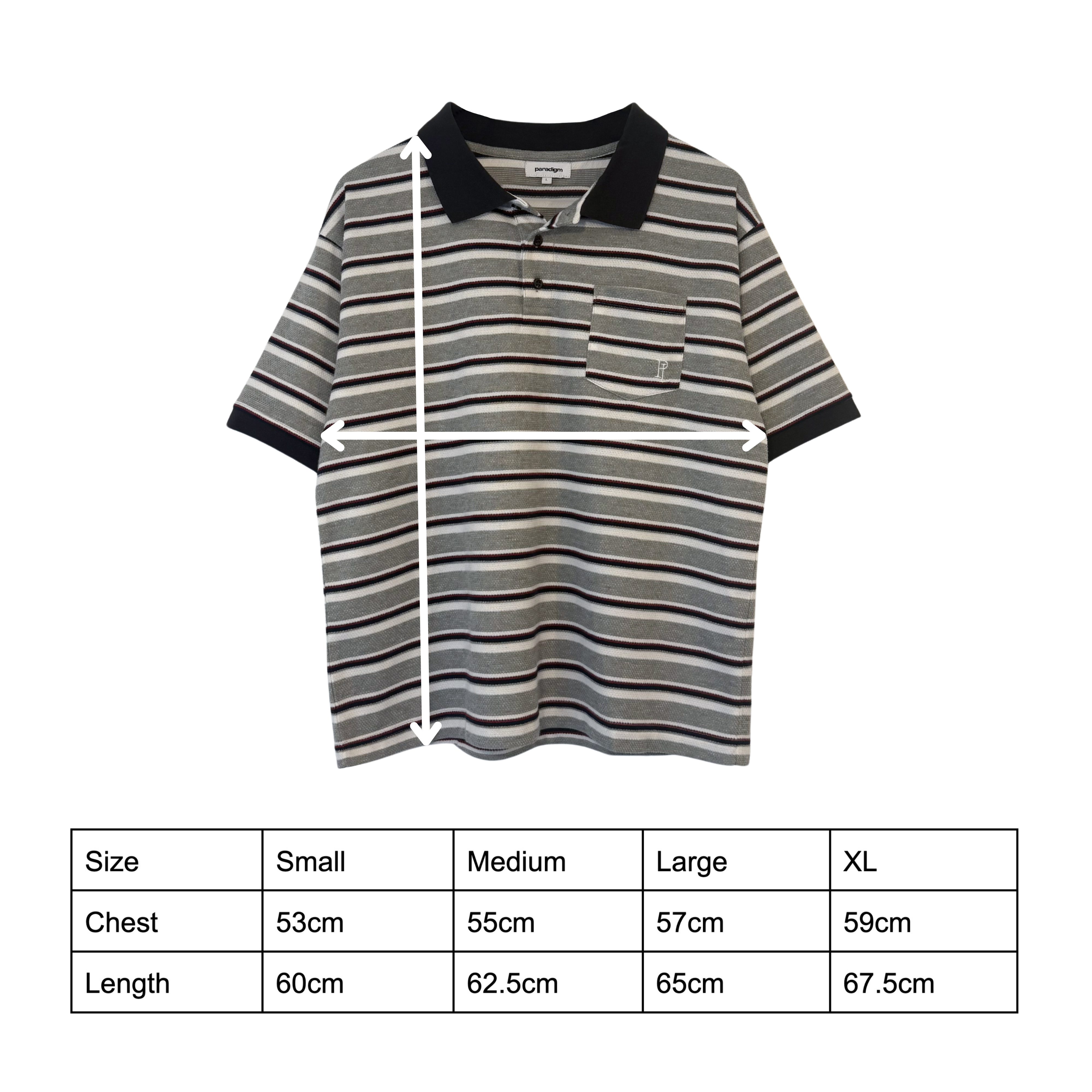 Striped Polo Shirt - Grey
